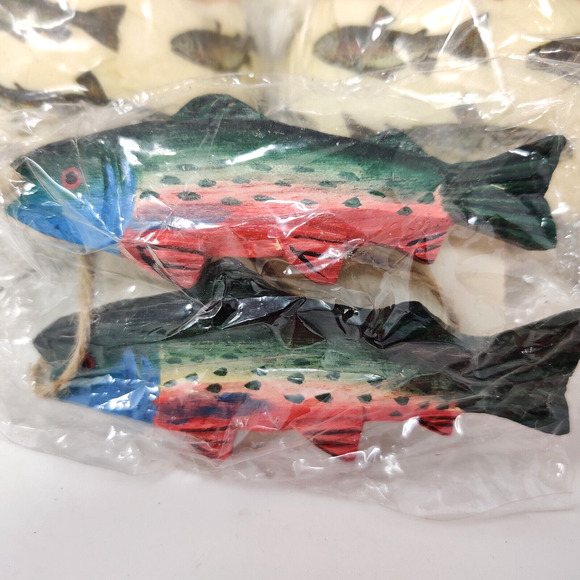 Vintage Fish Ornaments Fishing Trout 4 Balls 12 Sculpture FIGI Graphics 1995-96 - Picture 7 of 16